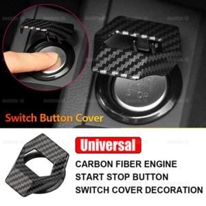 Carbon Fiber Car Engine Start Stop Push Button Switch Protect Cover Accessories - Picture 1 of 14