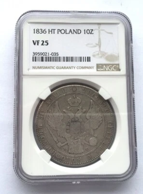 Poland 1836 HT Alexandre 10Z NGC Silver Coin,Rare - Image 1 of 2