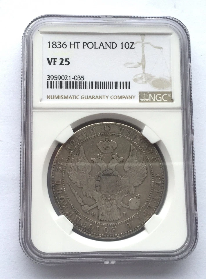 Poland 1836 HT Alexandre 10Z NGC Silver Coin,Rare - Image 1 of 2