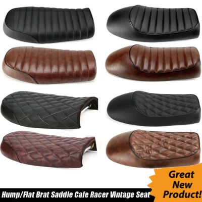 Hump /Flat Brat Saddle Cafe Racer Vintage Seat Cushion For Honda CB Suzuki GN GS - Image 1 of 4