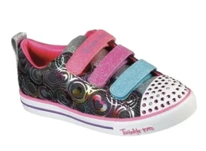 Neu mit Etikett Skechers Twinkle Toes Light Up Größe 3,5 Mädchen schwarz/mehrfarbig Heartsland Schuhe - Bild 1 von 10