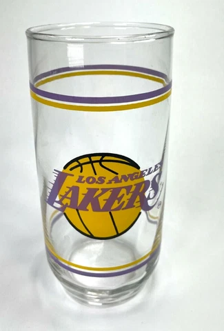 NBA Los Angeles Lakers Drinking Glass Purple & Glass 6" Tall Tea Water Mug C37 Cover