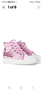 Barbie Youth Girls Strong Hightop Canvas Logo Sneaker Shoes Size 2Y Pink New - Picture 1 of 8