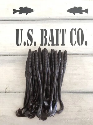 FLUTTER CRAFT Finesse drop shot bait Curl Tail Worm Hot Chocolate Fluttercraft lot of 40 - 4"