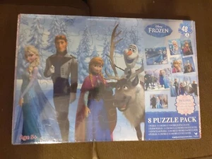 NEW Disney Frozen 8 Pack of Jigsaw Puzzles Variety W/ Wood Storage 48 Pcs Each - Picture 1 of 2
