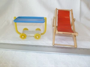für die Puppenstube 1 Liegestuhl 1 Servierwagen DDR - Bild 1 von 3