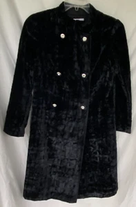 *VTG 60s 70s..CAROL CRAIG..VELVET..BLACK..DOULBE BREASTED..RHINESTONES..COAT..M - Picture 1 of 6