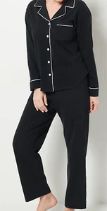 RM Rebecca Minkoff Women's Notch Collar Pajama Set Black Large Size - Picture 1 of 2