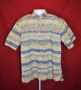 Cooke Street Honolulu Mens Medium Tribal Hawaiian Short Sleeve Button Up Shirt  - Picture 1 of 5