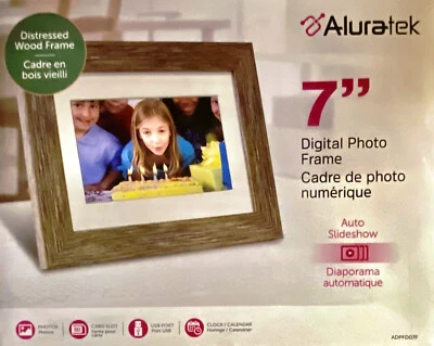 Aluratek 6428398 7" Distressed Wood Digital Photo Frame with Auto Slideshow, - Image 1 of 4