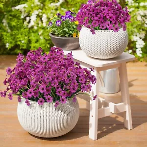 Purple 24 Bundles Artificial Flowers Fake Outdoor UV Resistant Plants Shrubs - Picture 1 of 7