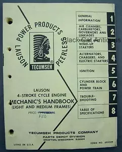 Manual de mecánica original vintage Lauson de 4 ciclos 202 pg Tecumseh Form 692509 - Imagen 1 de 12