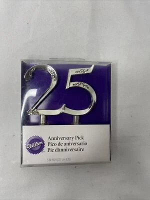 Topper de pastel Wilton 25 aniversario de boda plateado #25 elige jubilación  Foto 1 de 2