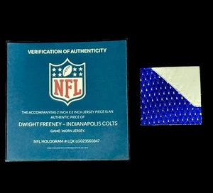 Dwight Freeney Game Worn Jersey Patch 2x2 Inch NFL Certified Indianapolis Colts - Picture 1 of 2