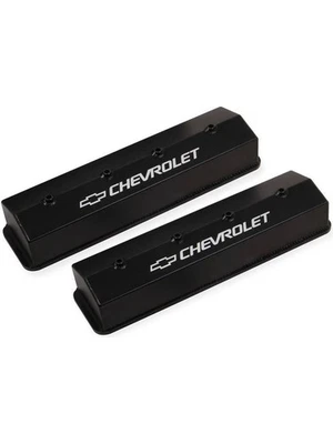 Holley Valve Covers Track Tall Fabricated Black Chevrolet SB Pair (241-286) - Image 1 of 4