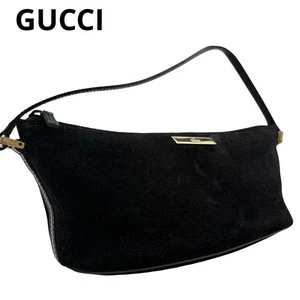 GUCCI Accessoire Pouch Handtasche Beuteltasche Handtasche Wildleder schwarz echt - Bild 1 von 24