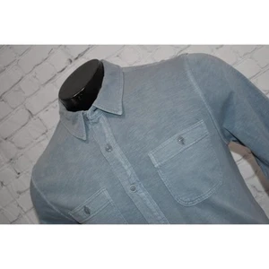 Camisa de vestir J Crew para hombre talla mediana prenda teñida azul bolsillo frontal - Imagen 1 de 6