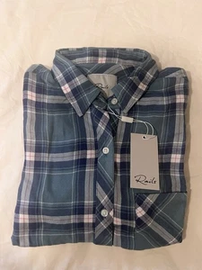 NWT Rails Women Hunter Shirt Rosemary Blue White Plaid Button Front XS Org. $178 - Picture 1 of 11