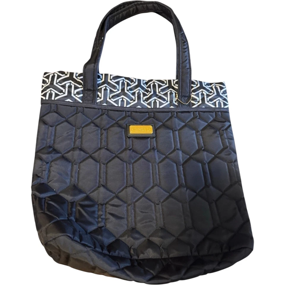 Bolso de Mano Cinda B Acolchado - Negro con Borde Geométrico - Bolso de Hombro Foto 1 de 4