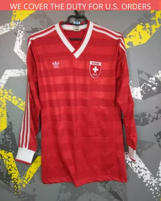 Switzerland Football Jersey 80` Long Sleeve MEDIUM Shirt Adidas ig93 - Image 1 of 4