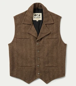 *NWT* Schaefer Western Cattle Baron Wool Vest Western Rodeo Mens Size L - Taupe - Picture 1 of 16