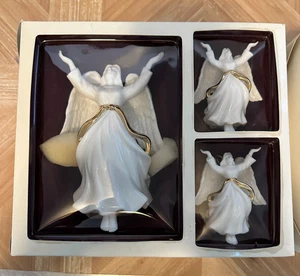 Vintage Porzellan Engel Baumspitze und 2 Ornamente Porzellan Weihnachtsschmuck - Bild 1 von 8