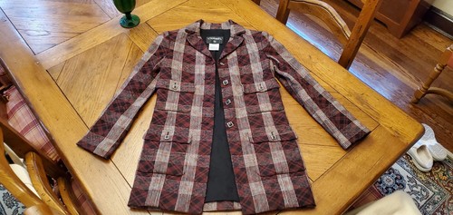 Cappotto Chanel Taglia 34 Colore Rosso con righe bianche