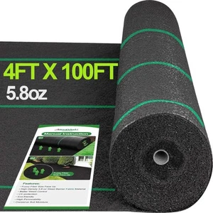 , 5.8oz 4ft x 100ft Weed Barrier Landscape Fabric Heavy Duty Ground Cover Wee... - Picture 1 of 8