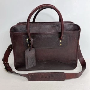 Vintage Orvis dickes Rindsleder braun Leder Aktentasche Messenger Bag mit Riemen - 17" - Bild 1 von 19