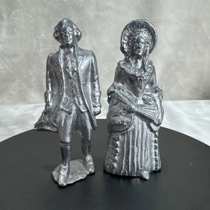 Vtg. Historical Aluminum Set George & Martha Washington Figures Metalware 4.25” - Picture 1 of 5