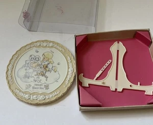 Precious Moments Porcelain Velvet Bisque Plaque Heaven Bless You 1994 Gift Decor - Picture 1 of 4