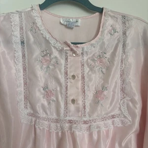 Camisón largo grande vintage Vanity Fair nailon rosa sedoso nuevas etiquetas originales - Imagen 1 de 13