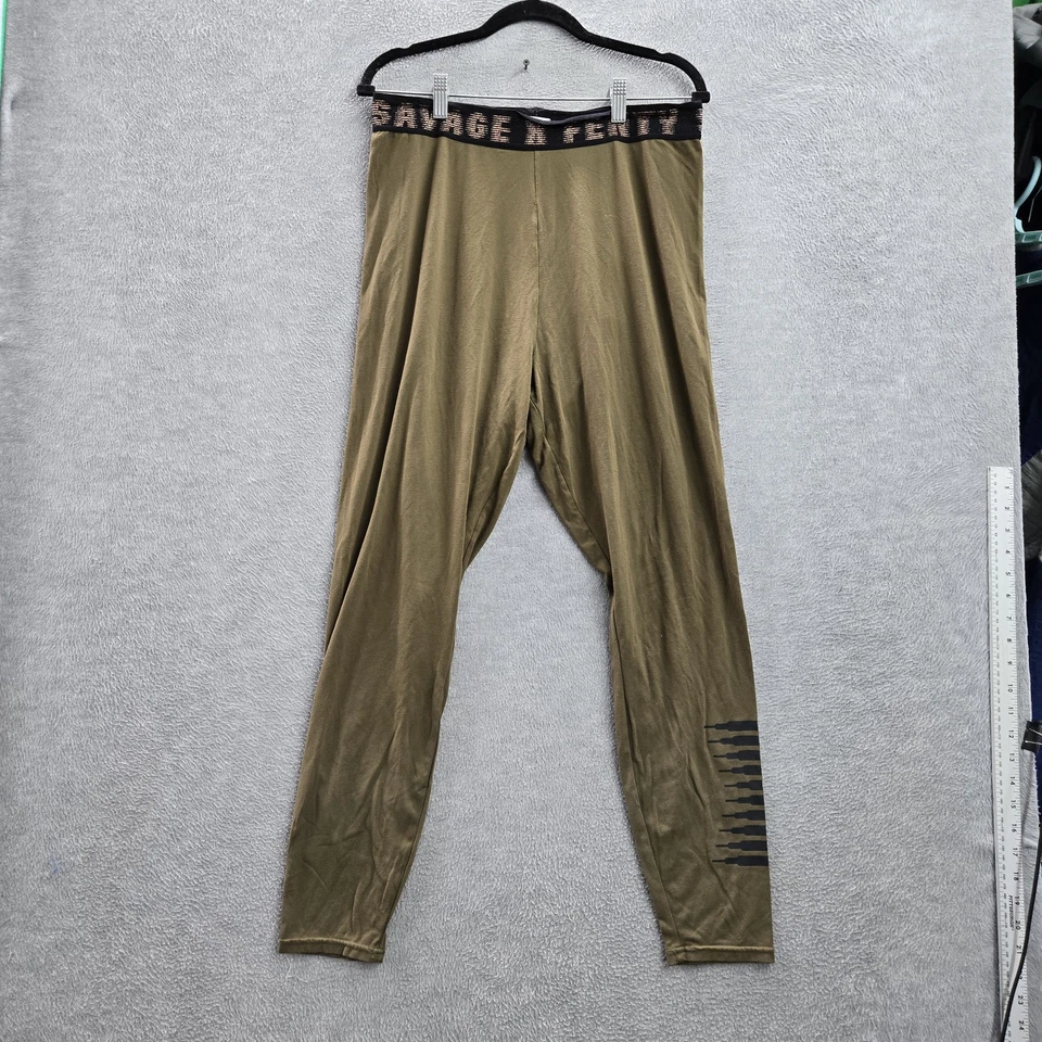 Legging Savage X Fenty Mujer 2X Verde Nylon Rayón Barra Gráfico Logo Foto 1 de 4