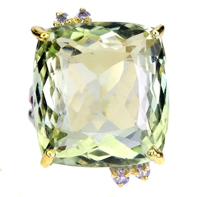 925 Sterling Silver Ring Antique Amethyst 30 Ct Tanzanite Handmade Gemstone Sz 8 - Image 1 of 4