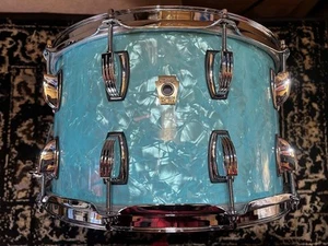 Ludwig 8" x 14" Classic Maple Custom Snare Drum - Teal Pearl - Picture 1 of 6