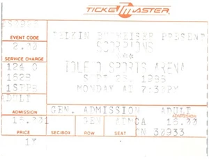 The Scorpions Ticket Stub 26. September 1988 Toledo Ohio - Bild 1 von 2