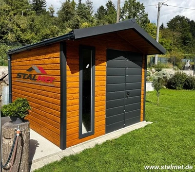 Blechgarage 3x3x2,55m mit Doppelflügeltor Fertiggarage Gartenhaus Satteldach - Bild 1 von 4
