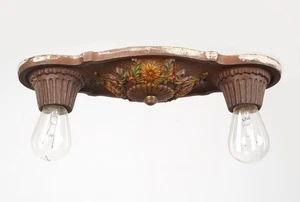 1920s Art Deco Exposed Bulb Flush Mount Light - Picture 1 of 12