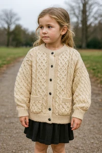 British Wool Naturally Mädchen Strickjacke Pullover Gr. 8-10 Fischer schwer Oversized - Bild 1 von 6