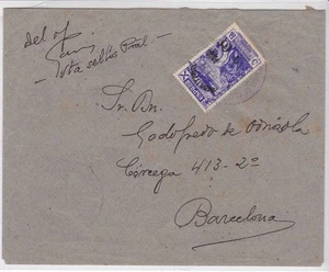 1940 - España - Carta a Barcelona - Revision Turno Noche - Faltan Sellos - Picture 1 of 2