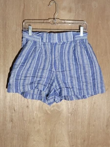 H&M blau-weiß gestreifte Leinenmischung Shorts Damengröße 6 Freizeit Sommer - Bild 1 von 8