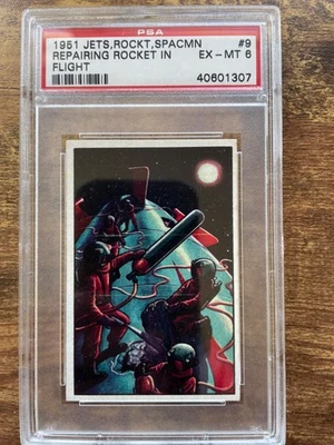 1951 Bowman Jets Rockets Spacemen #9 Repairing Rocket In Flight PSA 6 EX/MT - Image 1 of 2