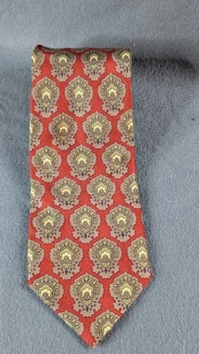 Corbata de seda COACH - roja con patrón marrón topo crema - Italia Foto 1 de 2