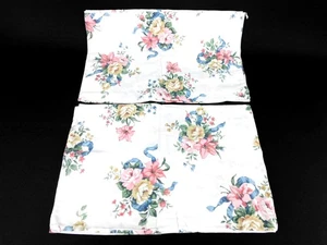 Thomaston Floral Bouquet Standard Pillowcases Vintage Ribbons Percale USA - Picture 1 of 5