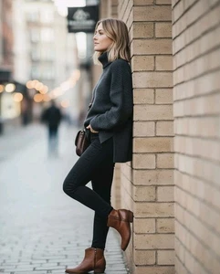 289 $ Größe 8 Overland braune Damenstiefeletten Westernstiefel aus Leder mit Reißverschluss - Bild 1 von 24