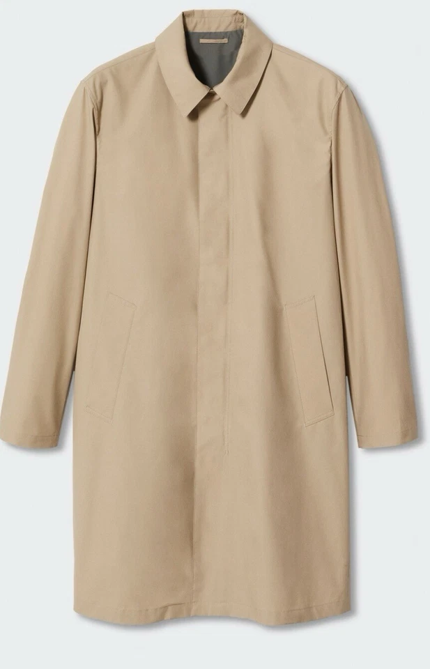 Gabardina Mango Hombre XXL Repelente al Agua Tela Algodón Sostenible Tostado Foto 1 de 4