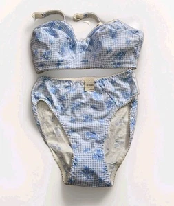 Vintage Womens Bathing Suit 2 Piece Flowers Size 8 38D Made In Turkey - Picture 1 of 5