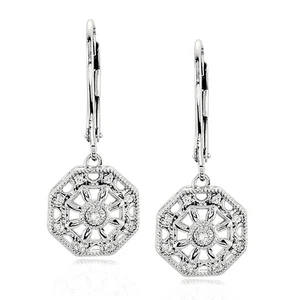 Vintage Style Diamond Nautical Earrings in Sterling Silver - Picture 1 of 4