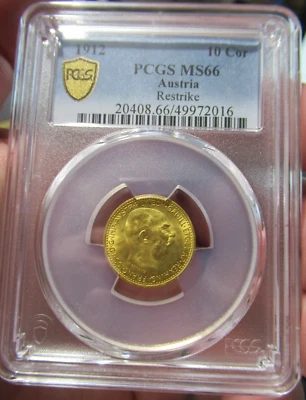 1912 Austria 10 Corona Restrike Gold Bullion Coin, PCGS MS 66, GOLD INVESTMENT - Image 1 of 4