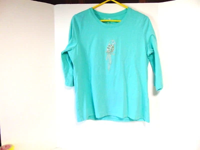 Women's Coral Bay Top XL Mint Green with Parrot Design - Image 1 of 4